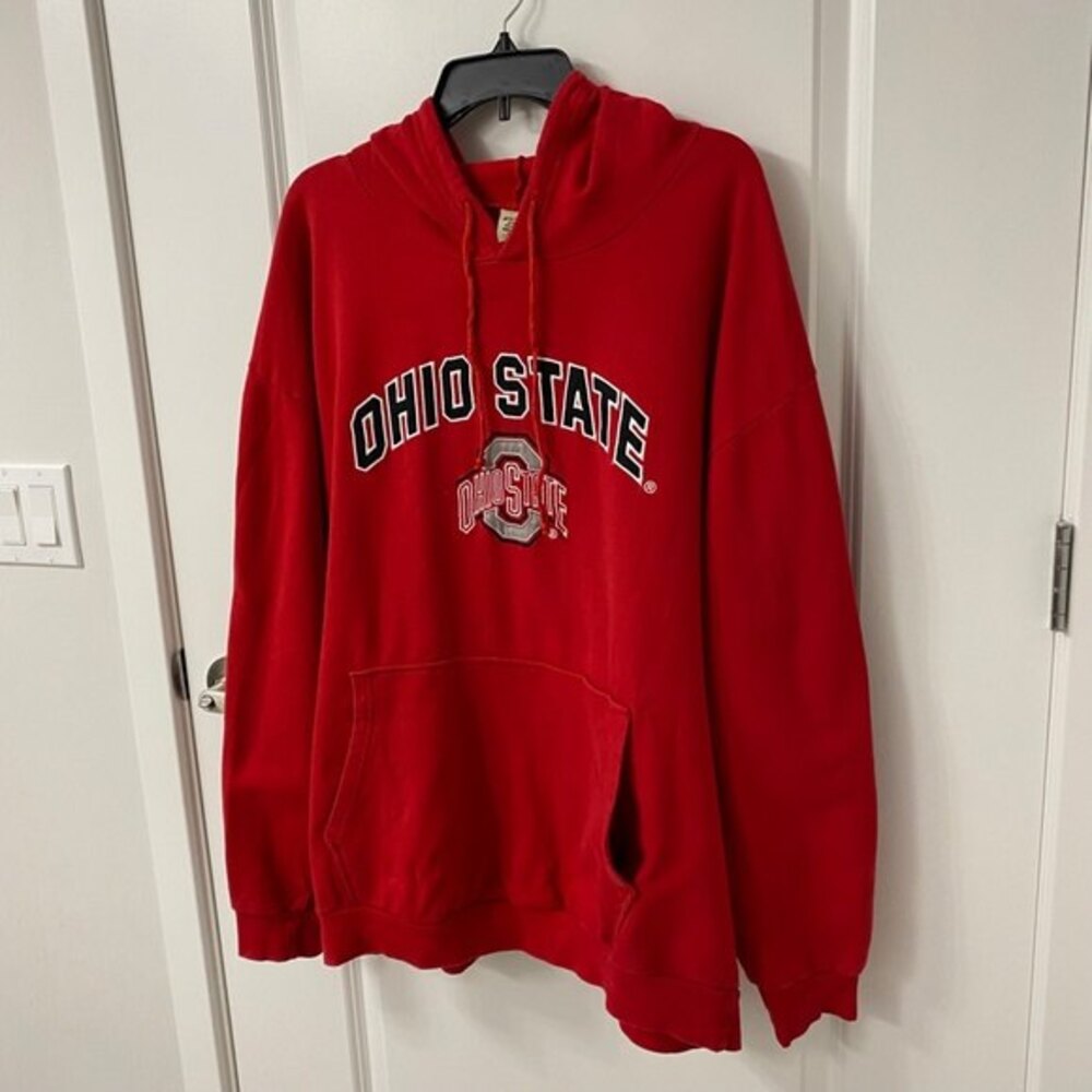 Big Ball Sports Men's Ohio State Drawstring Hooded Long Sleeve Sweater. Red. 2XL - Picture 2 of 7